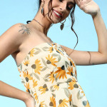 Yellow & White Floral One Shoulder Dress